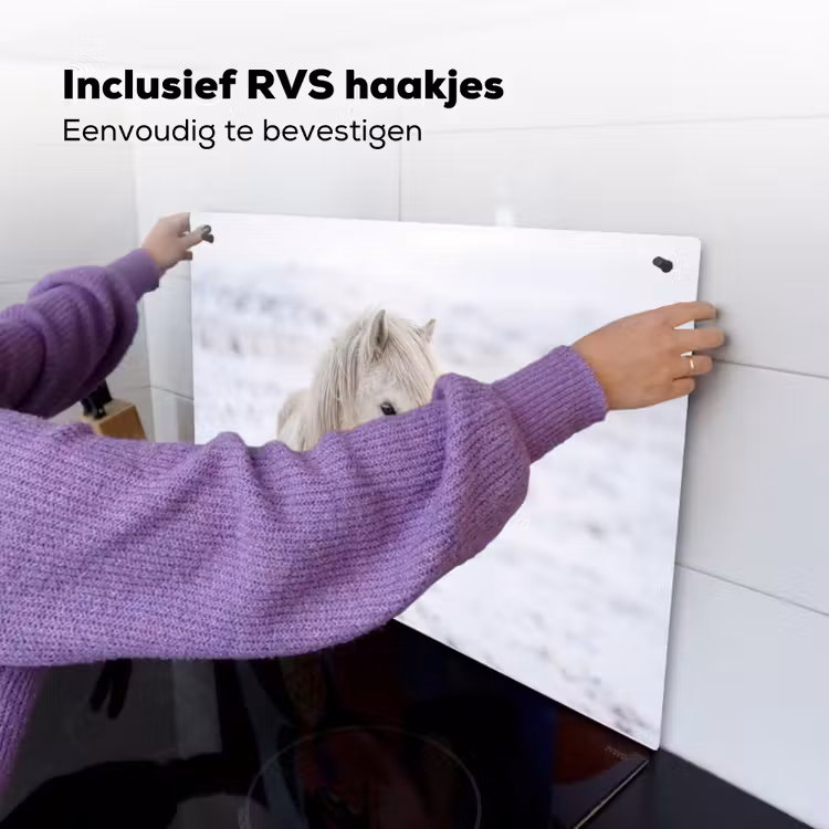 Paard - Kop - Winter - Dieren - Wit Inductie beschemer met haakjes klein -ky-ophangen-nl
