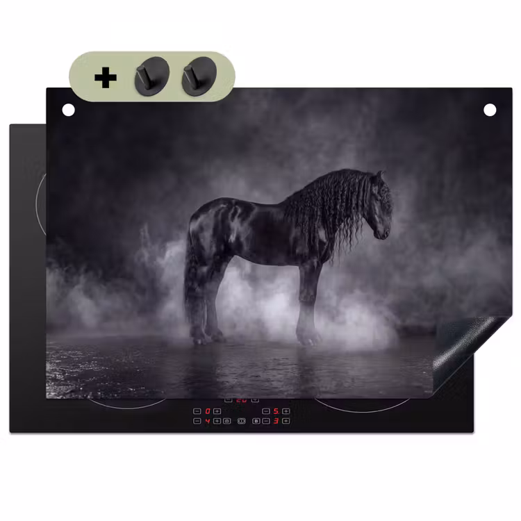 Paard - Magisch - Zwart Inductie beschemer met haakjes klein -3d