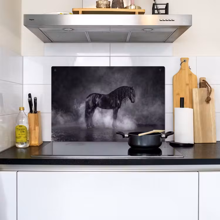Paard - Magisch - Zwart Inductie beschemer met haakjes klein -sfeer2