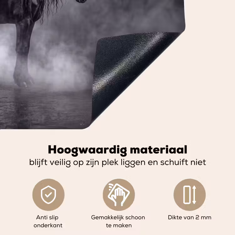 Paard - Magisch - Zwart Inductie beschemer met haakjes klein -ky-onderkant-nl