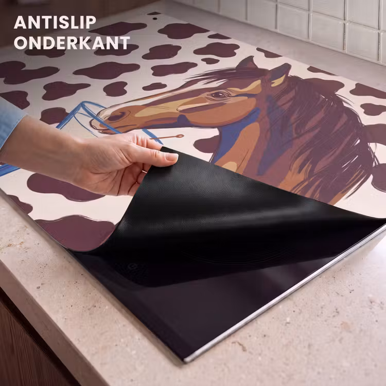 Paard - Martini - Dieren - Abstract - Bruin Inductie beschemer met haakjes klein -ky-onderkant-nl