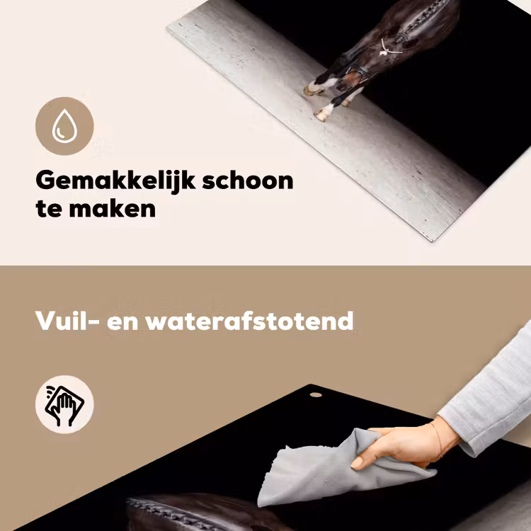 Paard - Modern - Portret Inductie beschemer met haakjes klein -ky-schoon-nl