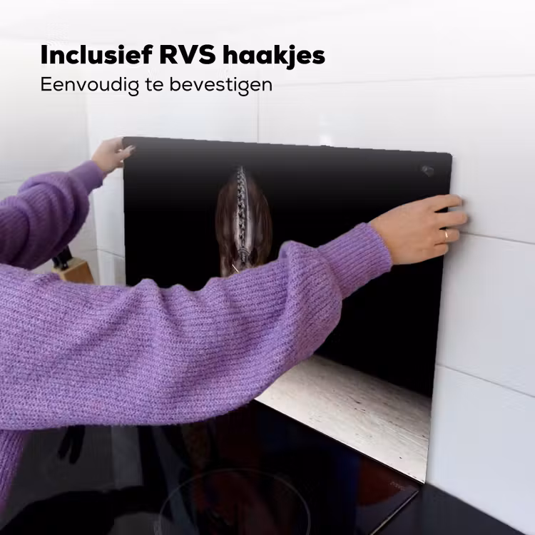 Paard - Modern - Portret Inductie beschemer met haakjes klein -ky-ophangen-nl