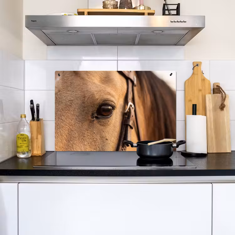 Paard - Oog - Bruin Inductie beschemer met haakjes klein -sfeer2