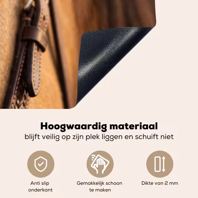 Paard - Oog - Bruin Inductie beschemer met haakjes klein -ky-onderkant-nl