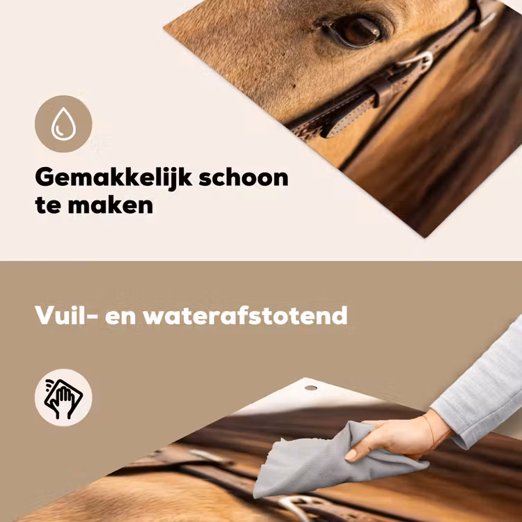 Paard - Oog - Bruin Inductie beschemer met haakjes klein -ky-schoon-nl