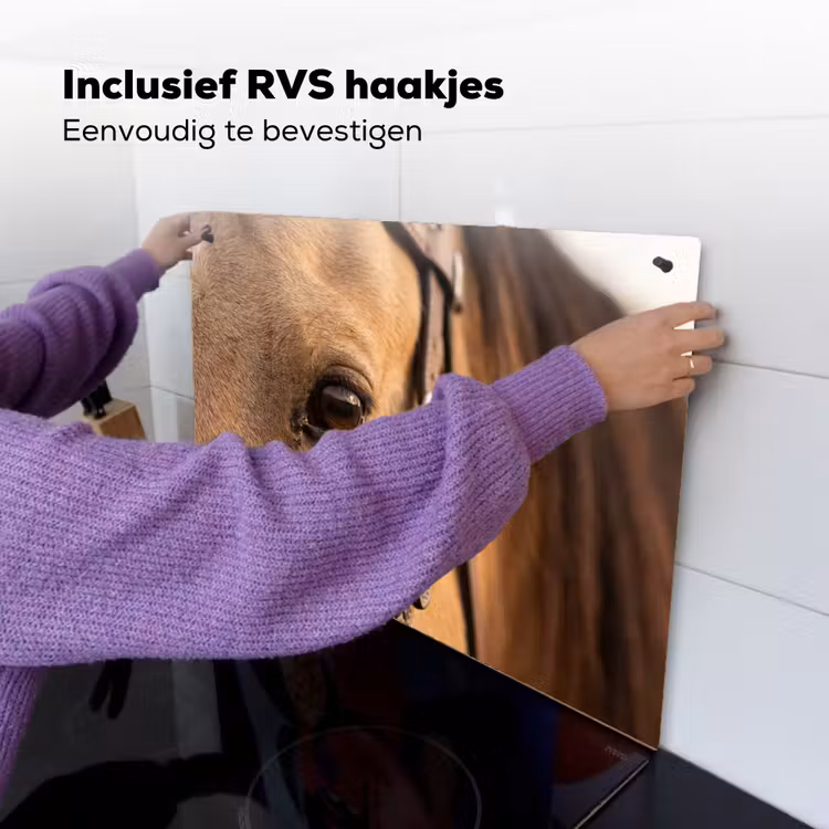 Paard - Oog - Bruin Inductie beschemer met haakjes klein -ky-ophangen-nl