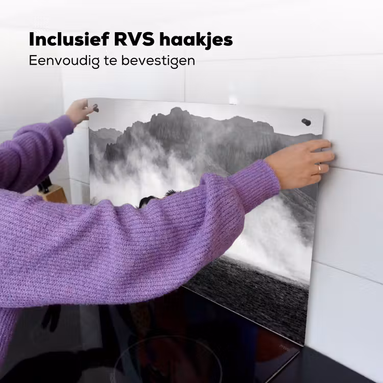Paard - Ren - Stof - Zwart-wit - Dieren Inductie beschemer met haakjes klein -ky-ophangen-nl