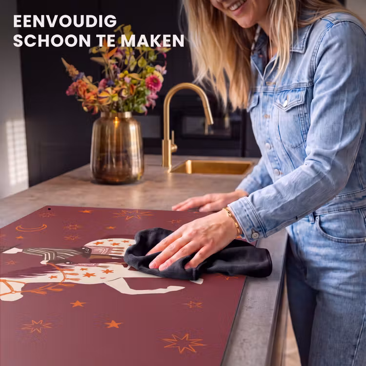 Paard - Ruiter - Sterren - Nacht - Illustratie Inductie beschemer met haakjes klein -ky-schoon-nl