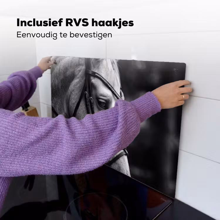 Paard - Schimmel - Portret Inductie beschemer met haakjes klein -ky-ophangen-nl