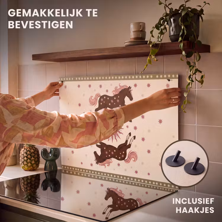 Paard - Zon - Mystiek - Illustratie - Roze Inductie beschemer met haakjes klein -ky-ophangen-nl