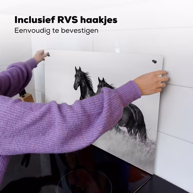 Paarden - Gras - Zwart - Wit Inductie beschemer met haakjes klein -ky-ophangen-nl