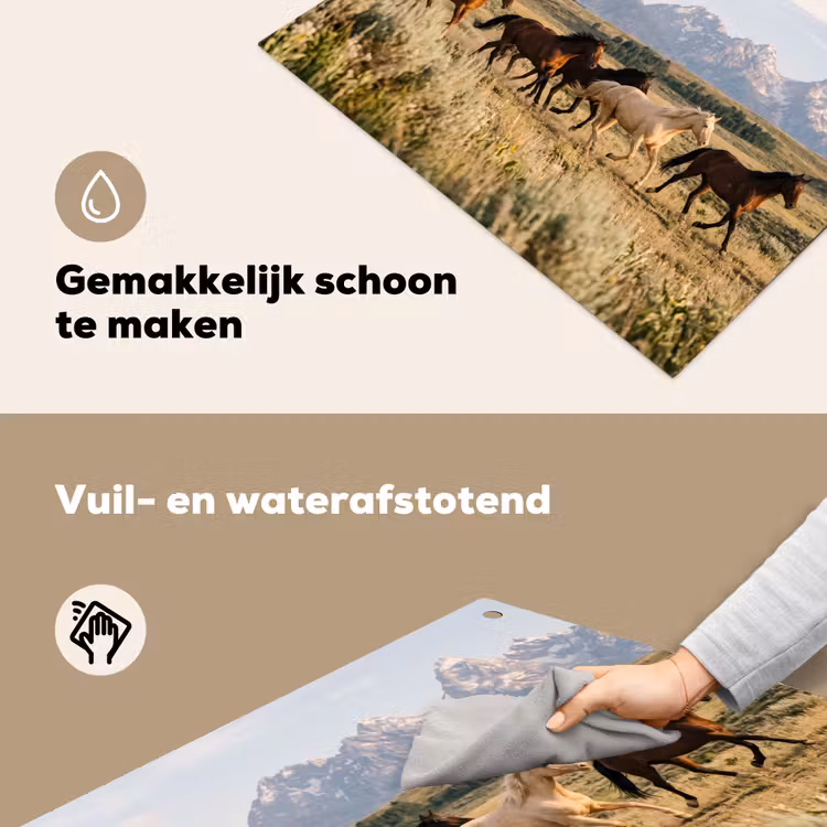 Paarden - Kudde - Bergen - Vrijheid - Wild Inductie beschemer met haakjes klein -ky-schoon-nl