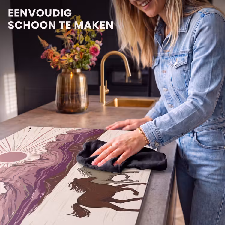 Paarden - Rennend - Woestijn - Natuur - Abstract Inductie beschemer met haakjes klein -ky-schoon-nl