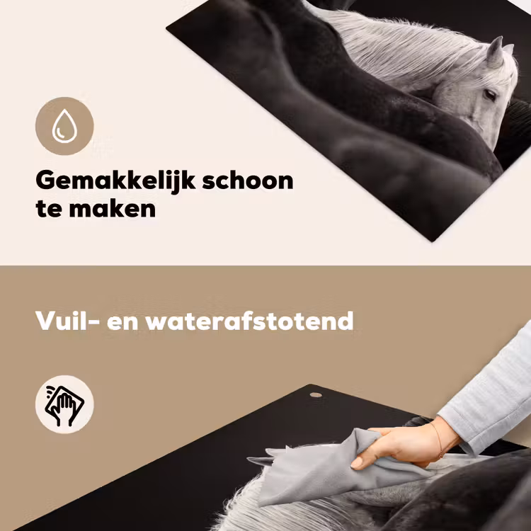 Paarden - Zwart - Wit - Kudde Inductie beschemer met haakjes klein -ky-schoon-nl