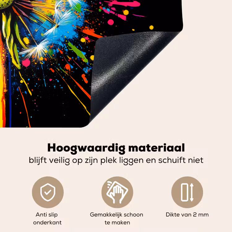 Paardenbloem - Graffiti - Kleurrijk - Bloemen - Natuur Inductie beschemer met haakjes klein -ky-onderkant-nl