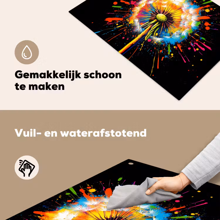Paardenbloem - Graffiti - Kleurrijk - Bloemen - Natuur Inductie beschemer met haakjes klein -ky-schoon-nl