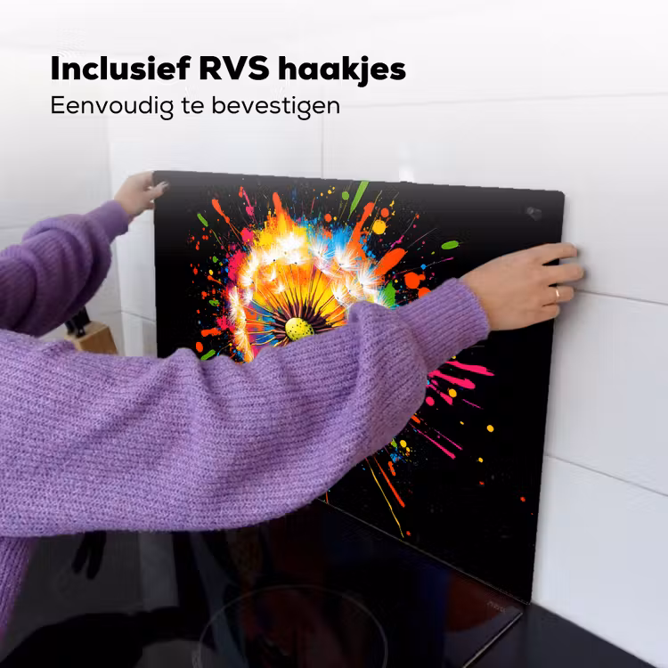 Paardenbloem - Graffiti - Kleurrijk - Bloemen - Natuur Inductie beschemer met haakjes klein -ky-ophangen-nl