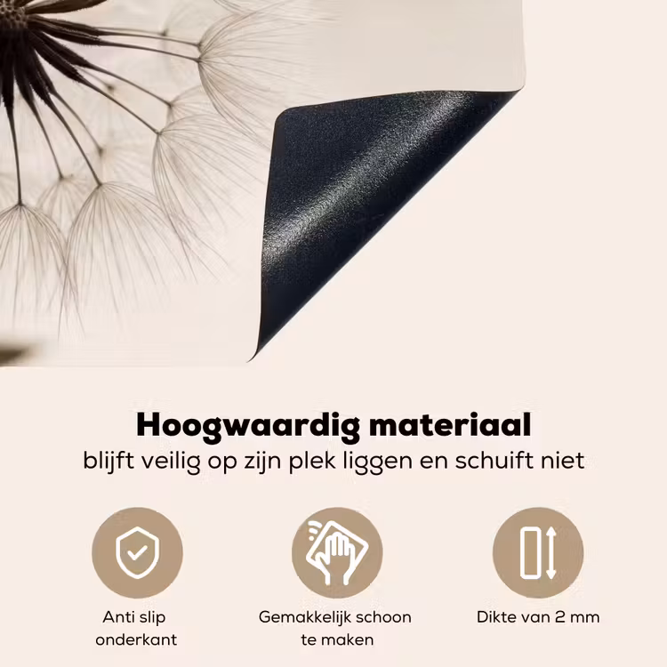 Paardenbloem - Minimalistisch - Wit Inductie beschemer met haakjes klein -ky-onderkant-nl