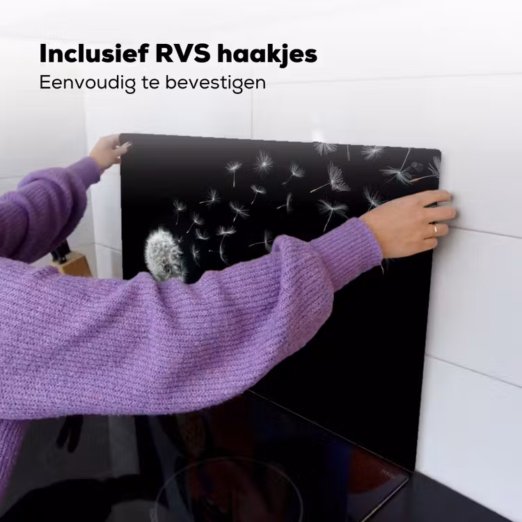 Paardenbloem - Zwart - Natuur Inductie beschemer met haakjes klein -ky-ophangen-nl