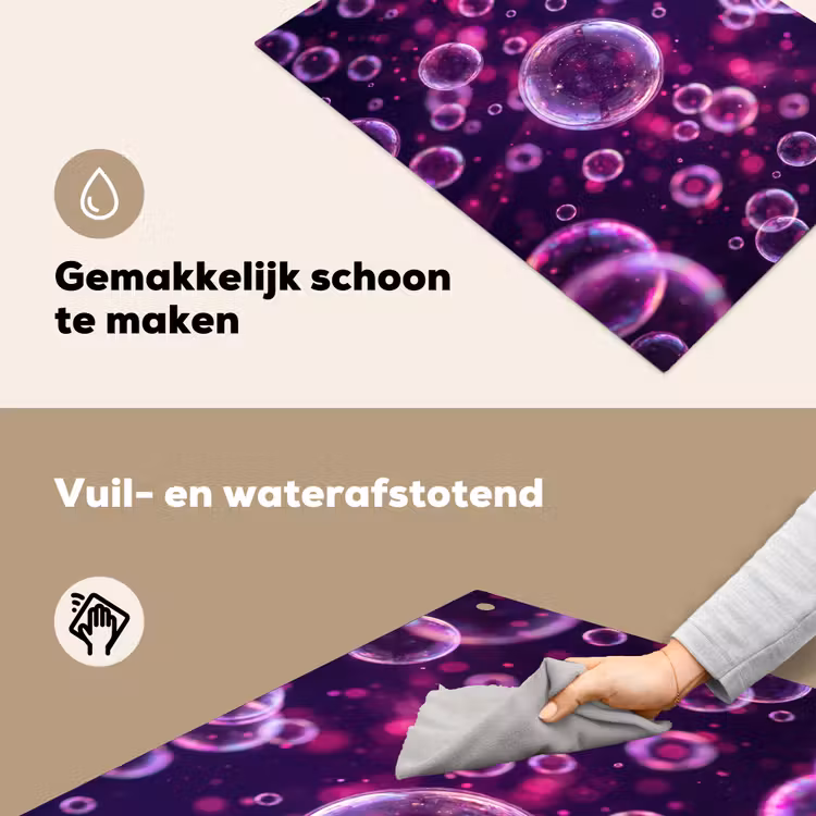Paars - Bubbels - Schuim Inductie beschemer met haakjes klein -ky-schoon-nl