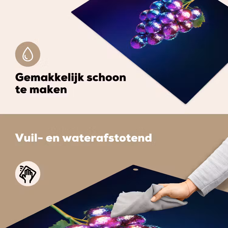 Paars - Disco - Feest - Druif Inductie beschemer met haakjes klein -ky-schoon-nl