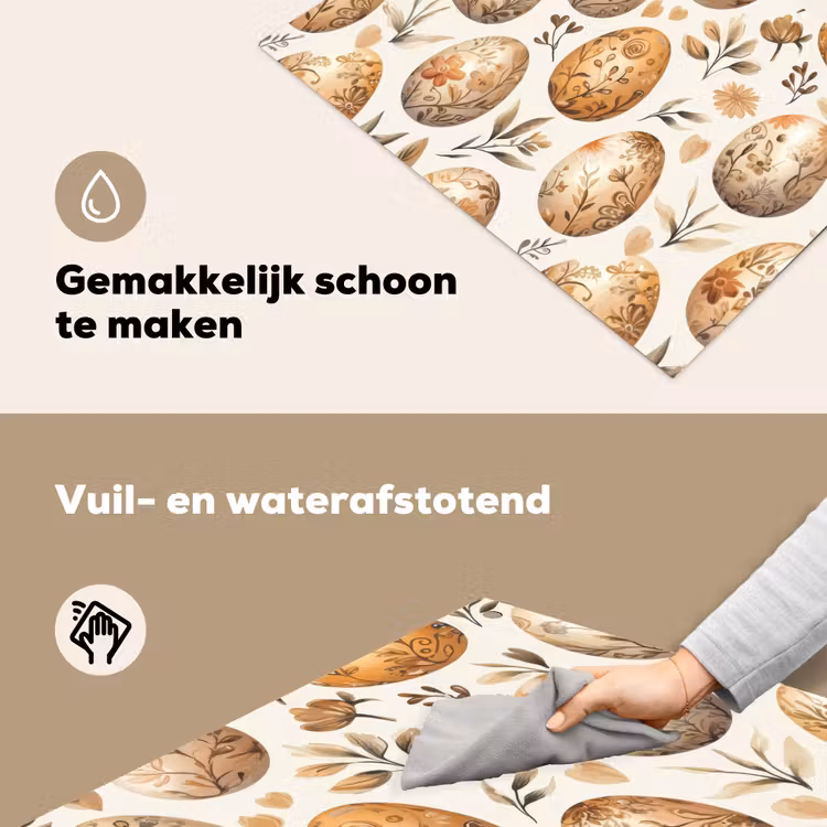 Paaseieren - Bruin - Bloemen Inductie beschemer met haakjes klein -ky-schoon-nl