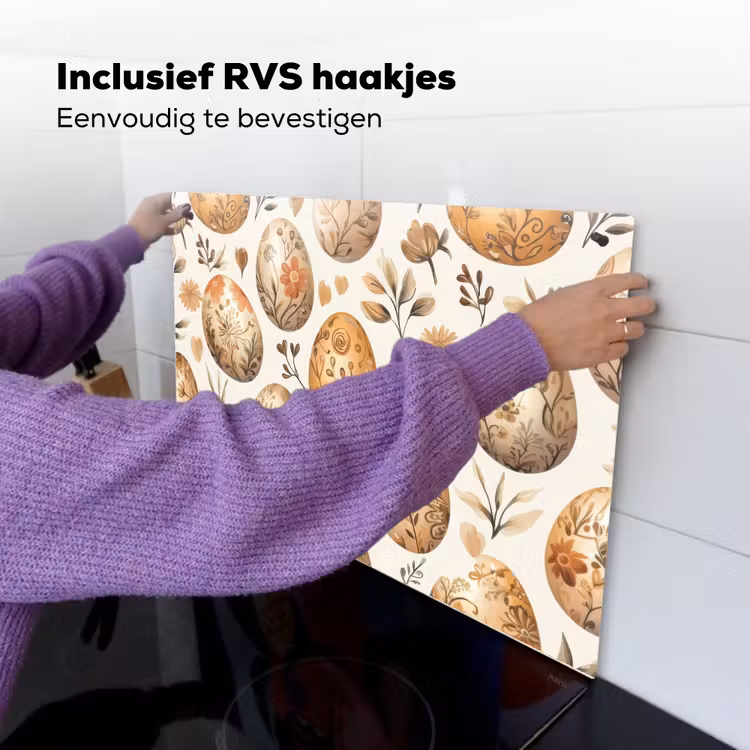 Paaseieren - Bruin - Bloemen Inductie beschemer met haakjes klein -ky-ophangen-nl