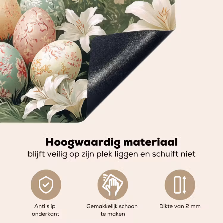 Paaseieren - Pasteltinten - Bloemen Inductie beschemer met haakjes klein -ky-onderkant-nl