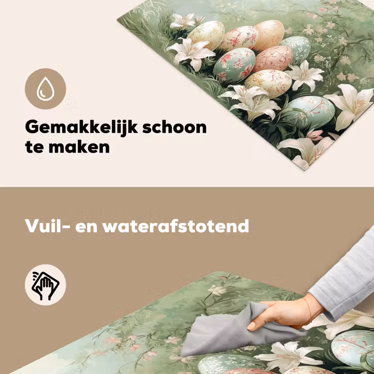 Paaseieren - Pasteltinten - Bloemen Inductie beschemer met haakjes klein -ky-schoon-nl