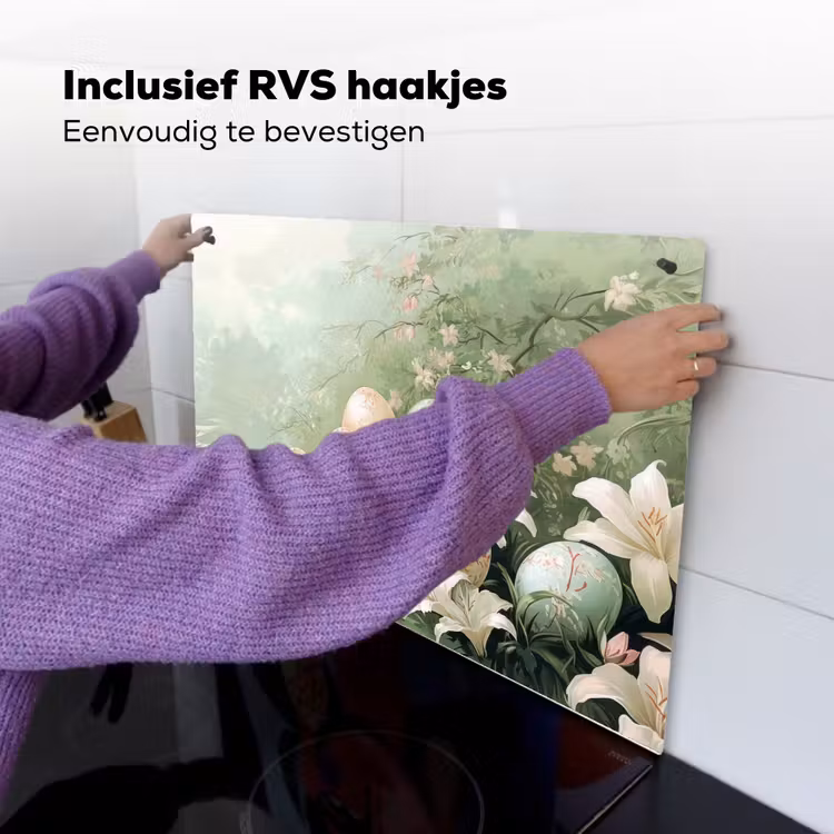 Paaseieren - Pasteltinten - Bloemen Inductie beschemer met haakjes klein -ky-ophangen-nl