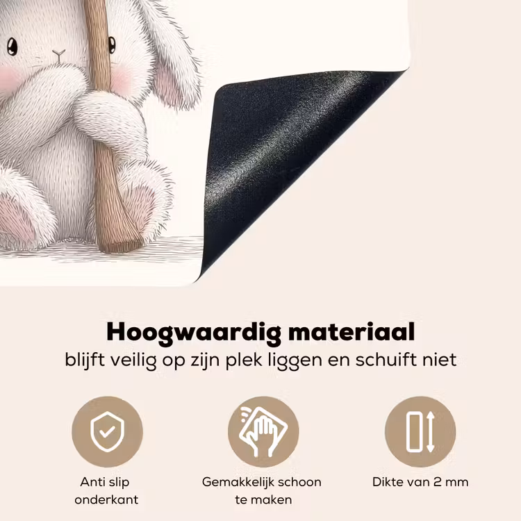 Paddenstoel - Konijn - Roze Inductie beschemer met haakjes middel -ky-onderkant-nl
