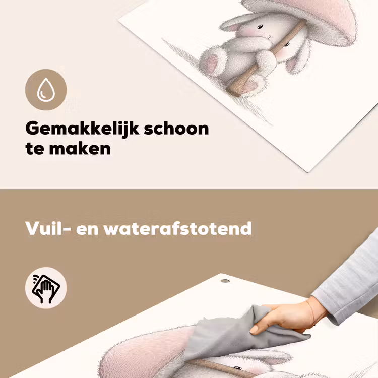 Paddenstoel - Konijn - Roze Inductie beschemer met haakjes middel -ky-schoon-nl