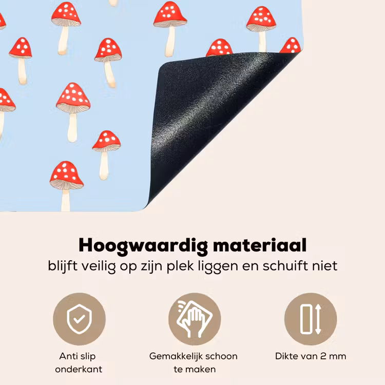 Paddenstoel -Sprookje - Blauw Inductie beschemer met haakjes klein 777 -ky-onderkant-nl
