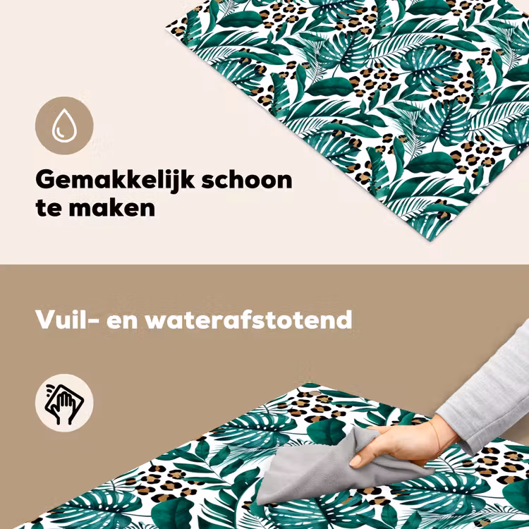 Palmblad - Panterprint - Tropical Inductie beschemer met haakjes klein -ky-schoon-nl