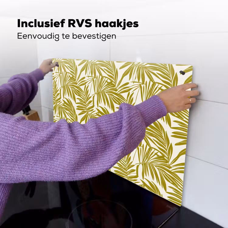Palmblad - Patroon - Groen Inductie beschemer met haakjes klein 777 -ky-ophangen-nl