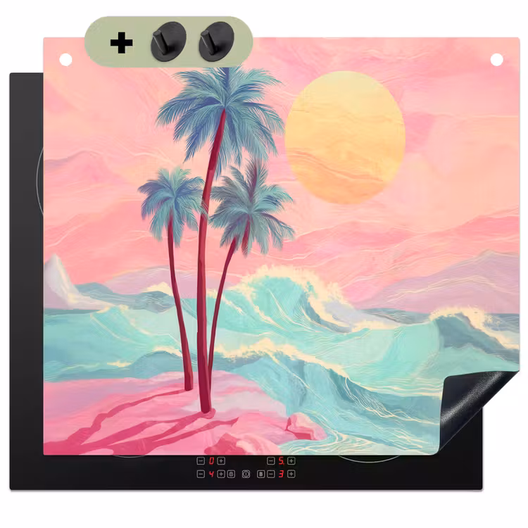 Palmbomen - Golven - Zee Inductie beschemer met haakjes middel -3d