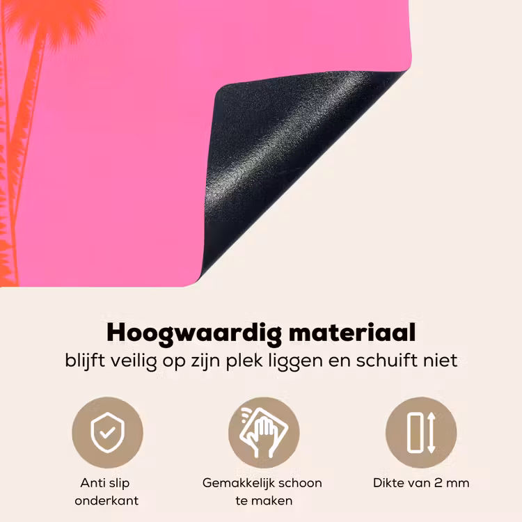 Palmbomen - Modern - Roze Inductie beschemer met haakjes klein -ky-onderkant-nl