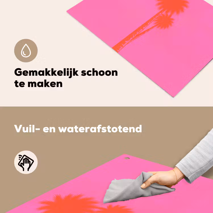 Palmbomen - Modern - Roze Inductie beschemer met haakjes klein -ky-schoon-nl