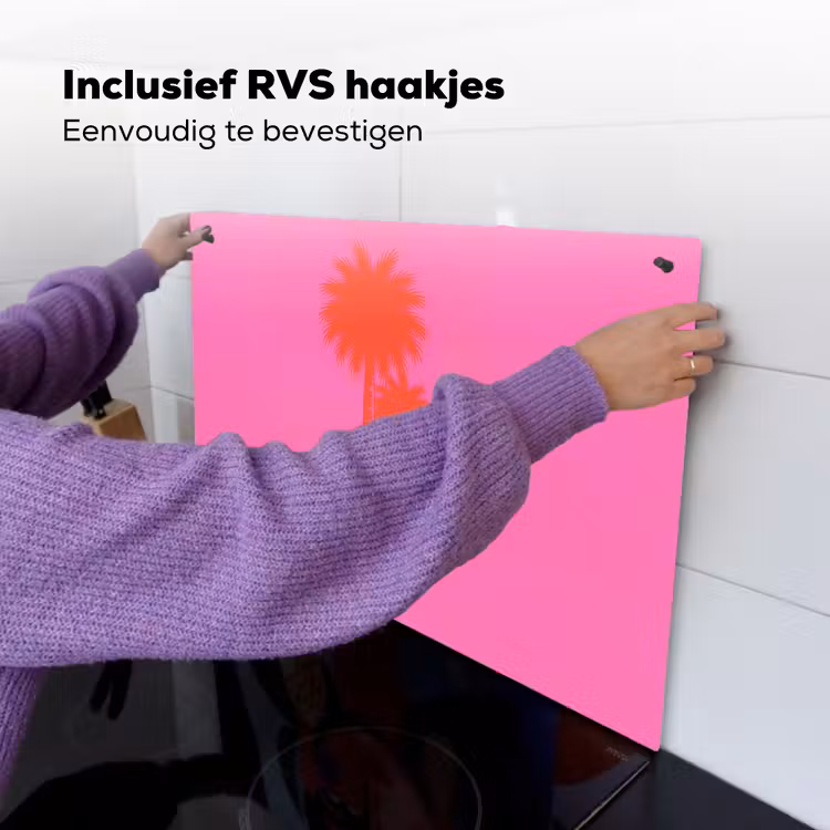 Palmbomen - Modern - Roze Inductie beschemer met haakjes klein -ky-ophangen-nl