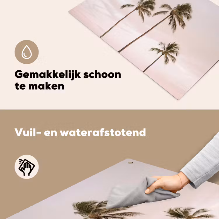 Palmbomen - Zonsondergang - Roze Inductie beschemer met haakjes klein -ky-schoon-nl
