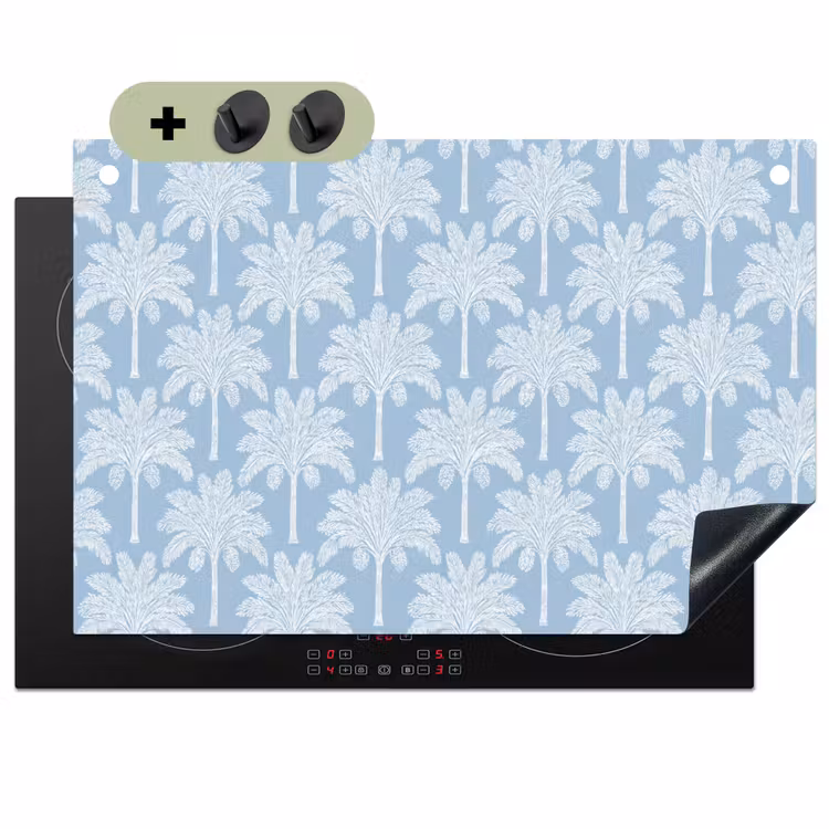 Palmboom - Modern - Blauw Inductie beschemer met haakjes klein 777 -3d