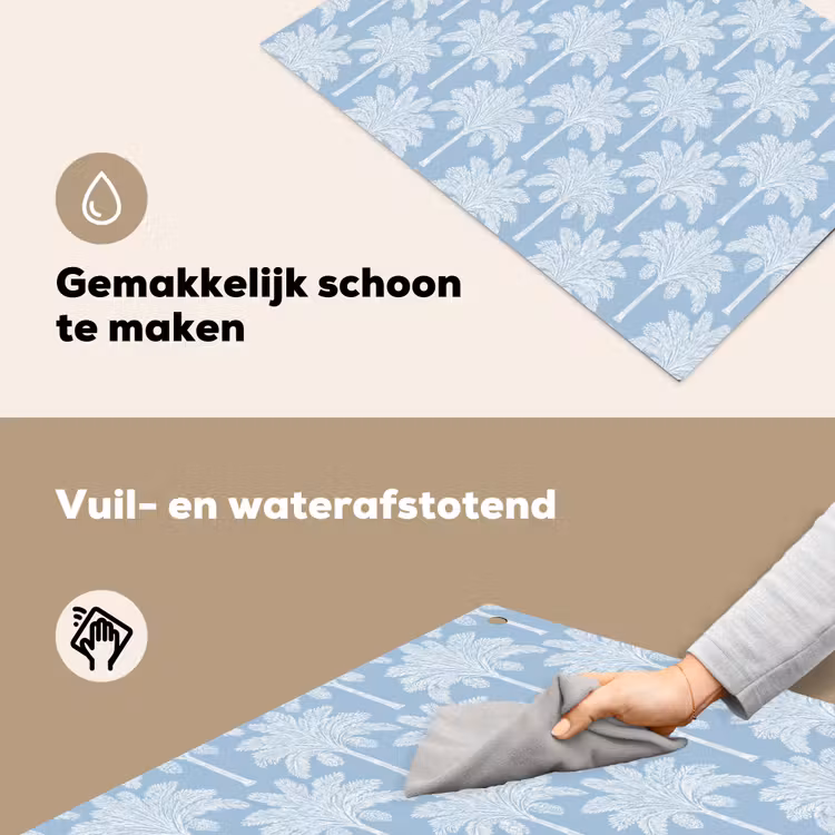 Palmboom - Modern - Blauw Inductie beschemer met haakjes klein 777 -ky-schoon-nl