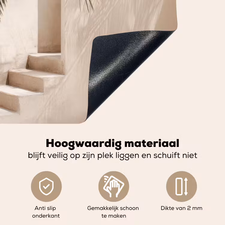 Palmboom - Schaduw - Trap - Beige Inductie beschemer met haakjes middel -ky-onderkant-nl
