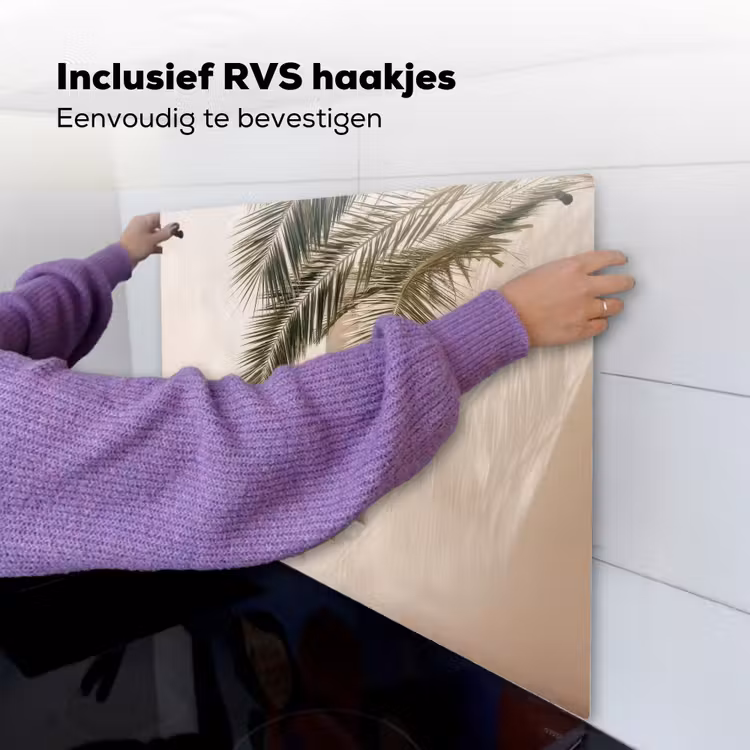Palmboom - Schaduw - Trap - Beige Inductie beschemer met haakjes middel -ky-ophangen-nl