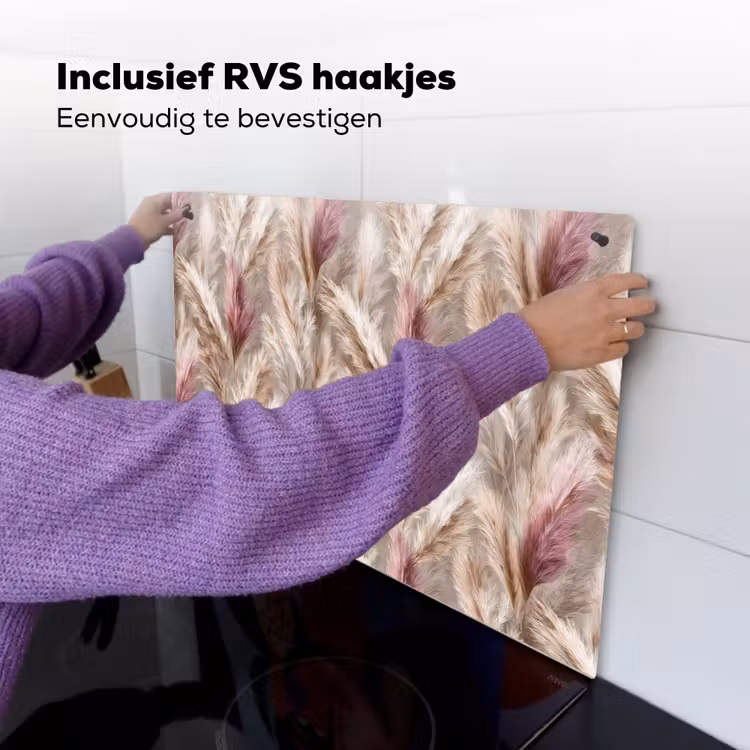 Pampasgras - Pluizig - Kleurrijk Inductie beschemer met haakjes klein 777 -ky-ophangen-nl