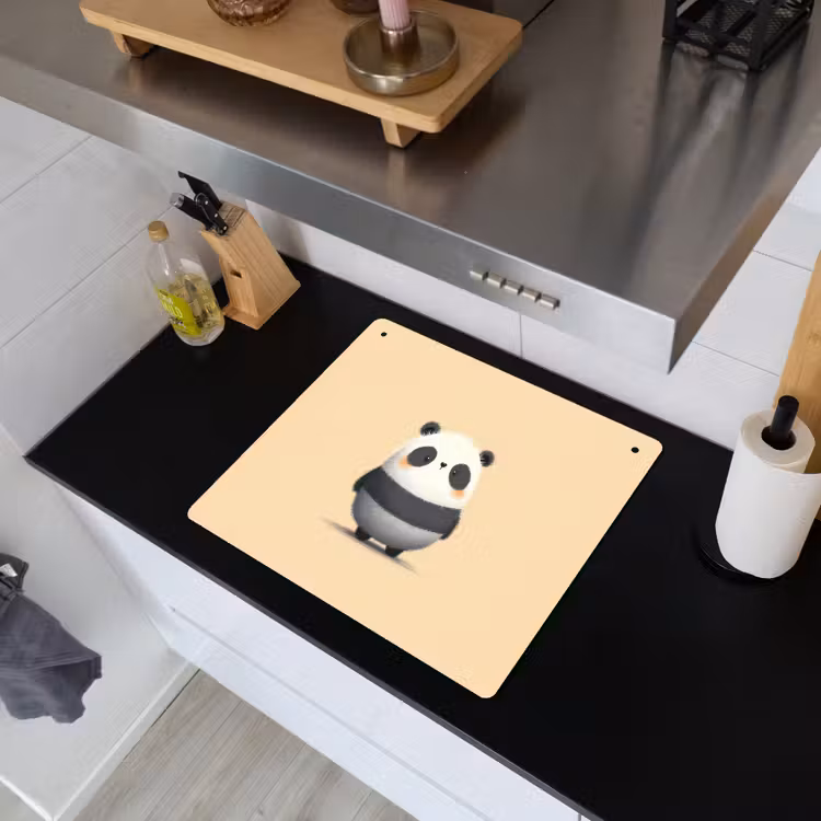 Panda - Beige - Minimalistisch Inductie beschemer met haakjes middel -sfeer1
