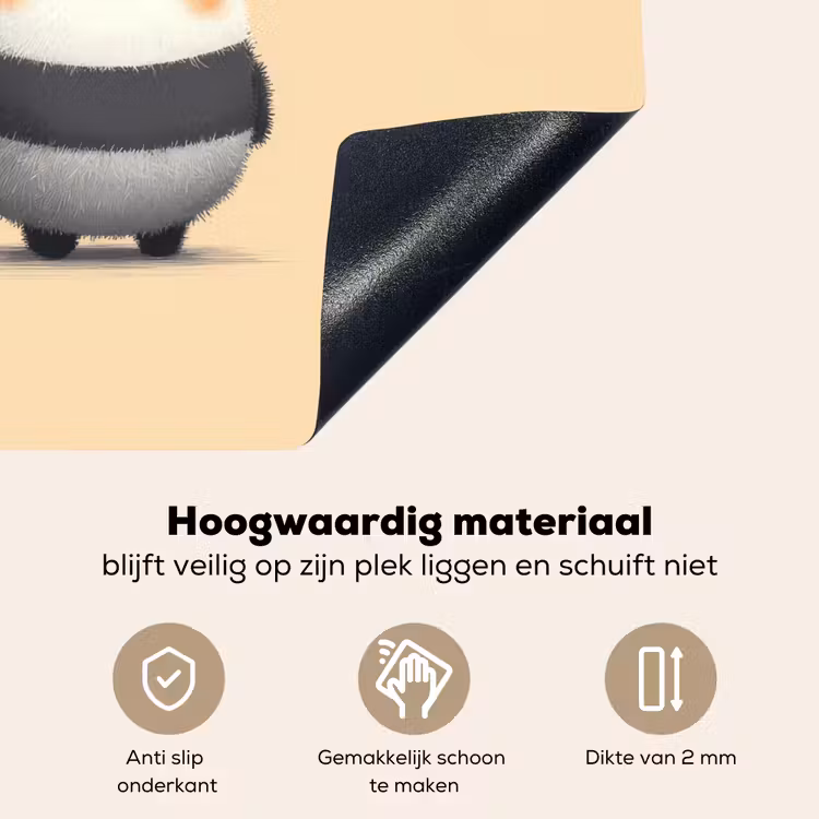 Panda - Beige - Minimalistisch Inductie beschemer met haakjes middel -ky-onderkant-nl