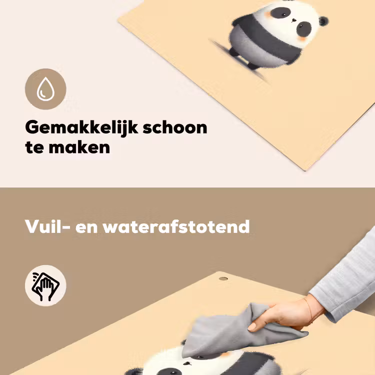 Panda - Beige - Minimalistisch Inductie beschemer met haakjes middel -ky-schoon-nl
