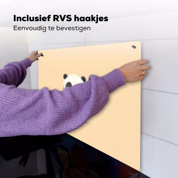 Panda - Beige - Minimalistisch Inductie beschemer met haakjes middel -ky-ophangen-nl